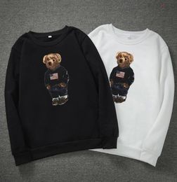 European and American bear print polo shirt longsleeved Tshirt male designer pullover fashion cotton round neck SXXL3150038