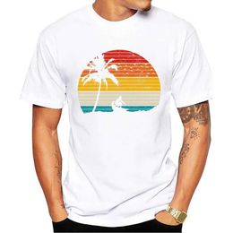 Men's T-Shirts THUB Beach Surf Design Men T-Shirt Retro Surfing Printed T Shirts Short Slve Vintage Surfer Tshirts Harajuku T Y240509