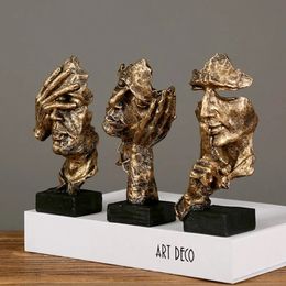 3 Pcs Statue Abstract Resin Desktop Ornaments Sculpture Miniature Figurines Face Character Nordic Art Crafts Office Home 240508