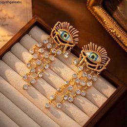 Stud Modern Jewelry Silver Needle Blue Eye High Quality GlassTassel Earrings For Women Trend Senior Sense Accessories KW2I