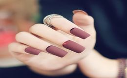 Long Overturn French Finger Nails with Metal Side Full Cover Nails overhead on delivery8354932