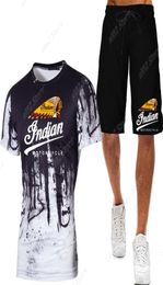 Men s Indian Skull Camouflage Printed Short Sleeve Tees Suits Plus Size Men Sportwear Motorcycle Racing T shirt Shorts Tracksuit 26404429