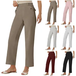 Women's Pants Slim Fit Straight Suits Spring Summer Solid Colour Cropped Women Casual Large Size Office Work Long Trousers