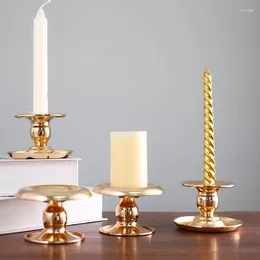 Candle Holders Golden Iron Candlestick Tray Christmas Decor Holder Romantic Stand Home Festival Wedding Centerpieces