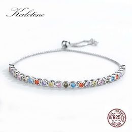 KALETINE Brand Bracelets for Women Sterling Sier Bracelet Rainbow Colorful CZ Original Tennis Beads Fashion Jewelry