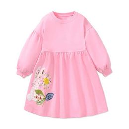 Girl's Dresses Jumping Metres 2-7T Years Princess Girls Dresses Childrens Clothing Autumn Spring Bunny Embroidery Baby Costume Frocks CostumeL2405