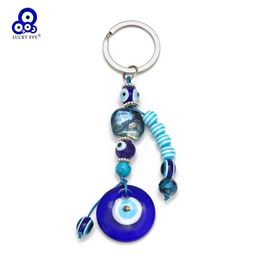 Keychains Lanyards Lucky Eye Glass Trkiye Evil Eye Pendant Key Chain Beads Tassel Key Chain Bag Car Key Chain Jewellery llavero porte cl J240509