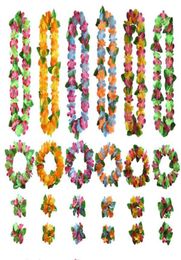 Hawaiian Artificial Flowers leis Garland Necklaces Flower DIY Fancy Dress Accessories Headband Necklace Bracelet 4pcsset Hawaii B4575199