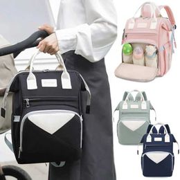 Diaper Bags Mom baby diaper bag baby stroller hanging backpack replacement pad wet and dry carrying large capacity Pyjamas fashionable mom bag T240509