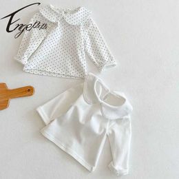 T-shirts Engepapa Spring and Autumn Baby Girls Casual Top Preschool Baby Girls T-shirt Long sleeved Cotton Childrens ClothingL240509