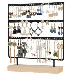 Jewelry Pouches Black 3-Layers 72-Holes Earring Storage Rack Display Stand Earrings Necklaces Rings