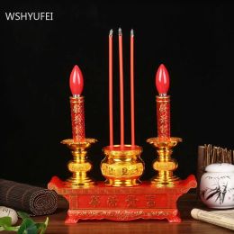 Holders Used for Buddhist Red Candle Holder Home Decoration Vintage Candlestick Decor Buddhist Hall Enshrined