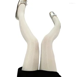 Women Socks Summer Thin Sheer Patterned Tights Vertical Strips Pantyhose Teen Girls High Waist Hollow Fishnet Stockings Daily Wear