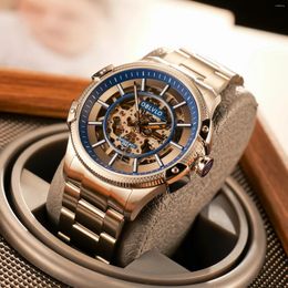 Wristwatches OBLVLO Stainless Steel Men's Hollow-out Automatic Watch Fashion Luminous Waterproof Mechanical CAM-AR-SK