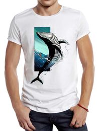 Men's T-Shirts THUB Retro Jumping Whale Men T Shirt Graphic Ocean Animal Sport Cloth Vintage Beach Whale Casual Tops Hipster T Y240509