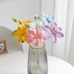 Decorative Flowers Crochet Bouquet Ins Artificial Hand Knitted Wedding Party Decor Living Room For Vase Girasol