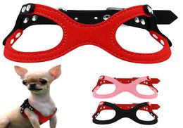 Soft Suede Leather Small Dog Harness for Puppies Chihuahua Yorkie Red Pink Black Ajustable Chest 10131803082