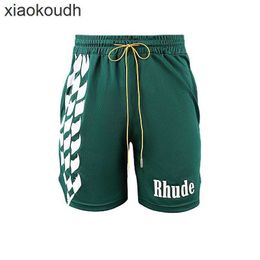 Rhude High end designer shorts for fashion trendy black and white checkerboard shorts mens and womens leisure high street drawstring mesh Basketball Training Short