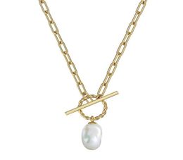 T bar Gold Filled Choker Necklace Good Quality Womans 2021 Sell 14K Plated Stainls Steel Vintage Pearl Pendant Necklace25956427001636