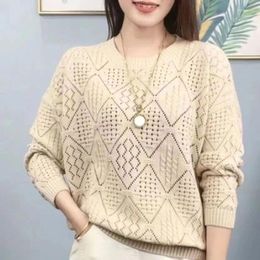 Women's Sweaters Clothing O-Neck Casual Hollow Out All-match Knitted T-shirt Autumn Fashion Solid Thin In Spring Pullovers