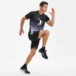 Men's Tracksuits Summer Mens Tracksuit Gym Fitness basketball Sports Suit Clothes Running Jogging Sport Wear Exercise Workout set sportswear Y240508