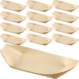 Dinnerware Sets 60 Pcs Boatss Wooden Boat Tray Bowl Paper Appetiser Plates Dish Serving Boats