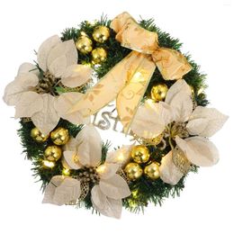 Decorative Flowers Decorations Christmas Wreath Faux Xmas Door Hanging Pvc Simulation Flower Light Garland For