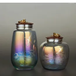 Storage Bottles Glass Jar With Lid Tea Canister Bag Box Transparent Sealing Solid Wood Metal Buckle