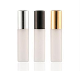 10 ML Perfume Bottles With Sprayer Frosted Glass Gold Silver Black Cosmetic Container Refillable Mist Spray Bottle 25 pcslot3392280