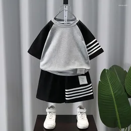 Clothing Sets 2024 Boys' Summer Set 2-10Years Mid To Big Short Sleeve T-shirt Shorts Kids 2Pcs Suit Children Sports