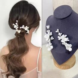 Hair Clips Ins Ceramic Floral Bridal Pins Women Piece Pearls Jewellery Handmade Wedding Prom Accessories Headpiece