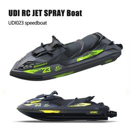 UDI RC Speedboat Jet Spray Boat 24G Remote Control Ship Waterproof RTR Brushless HighSpeed Models Toys for Children 240508
