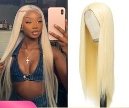 613 HD Lace Frontal Wig Real Hair Front Lace Headband Human Hair Straight Blonde Hair