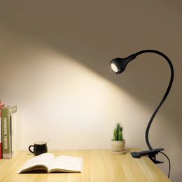 Flexible Table Lamp USB Power Reading Book Light With Holder Clip Study Lamps Bedside Bedroom Decor Nightlamp 240508