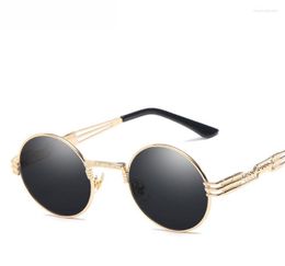 Sunglasses Retro Gothic Steampunk Mirror Men Gold And Black Sun Glasses Vintage Round Circle Women UV Gafas De Sol 20229524259