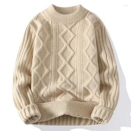 Men's Sweaters Men White O-Collar Clothes Winter Vintage Sweater Coats Solid Striped Pullover Mens Turtleneck Autumn S-3XL