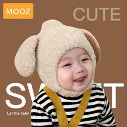 Caps Hats MOOZ Girls Cartoon Hat Boys Scarf Thick Hat Childrens Winter Hat Newborn Baby Products Childrens Hat with Wool Childrens Hat d240509