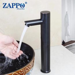 Bathroom Sink Faucets ZAPPO Black Touchless Vessel Faucet Automatic Sensor Water Tap With Control Box Deck Mounted
