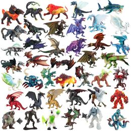 Mythical Animal Model Lifelike Dragon Figurines Devil Fire Bull Sea Monster Action Figures Childrens Collection Toy Gifts 240509