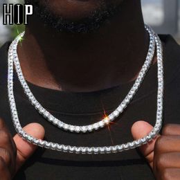 Hip Hop 1 Sıra 4 Prong Tenis Zinciri AAA CZ Taş 3/4/5/6mm Bling Buzlu Altın Kaplama Kübik Zirkon Kolye Erkek Mücevherat