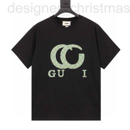 Men's T-Shirts Designer Fashion Brand 2024 Green Double G Full Print Round Neck Loose Men's and Women's T-shirt Short Sleeve 3UT6