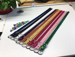 10pcs 8100mm18X550mm Mixed Color Bling Pu Leather Pet Dog Collar Belts Neck Chain DIY Pet Name By 8mm Slide charms letters7183563