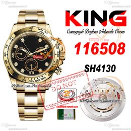 SALE 116508 SA4130 Automatic Chronograph Mens Watch KING Yellow Gold Black Diamonds Dial 904L Oystesteel Bracelet 72H Power Reserv Super Edition Puretime PTRX b2