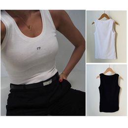 Womens Tops T Shirts Knits Tees Regular Cropped Tank Top Cotton Jersey Tanks Embroidered Cotton-blend Anagram Shorts Designer Suit Sportwear Fitness Sports Bra Mini