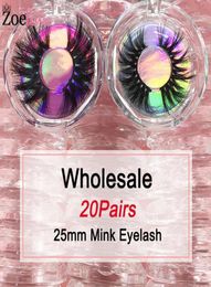 25mm Mink Eyelashes Bulk Whole 20 Pairs Makeup Vendor Zoelove False Eyelash Cases Dramatic Lash Packaging 3d Mink Lashes8824116