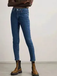 Women's Jeans 2024 Early Spring Women Skinny Cropped High Waist Stretch Zipper Ladies Solid Color Denim Pencil Pants
