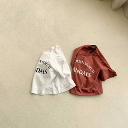 T-shirts Summer baby clothing childrens letter printed short sleeved bottom shirt childrens girl cotton casual T-shirt boy baby fashionable T-shirtL2405