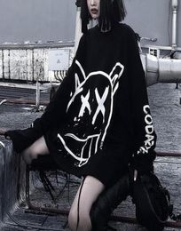 FERNAN Graffiti Graphic Tees Grunge Hip Hop Tshirts Women Harajuku Anime T Shirt Korean Gothic Top Long Sleeve Alt Clothes 2204258005187