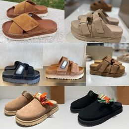 Designer Flax brown Sandals Outdoor Sand beach Rubber Slipper Fashion Casual Heavy-bottomed buckle Sandal leather sports sandals