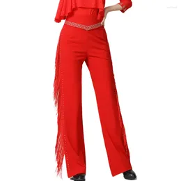 Women's Pants Sexy Side Tassels Set For Ladies Solid Colour Wide Leg Women Overalls Holiday Dance Wear Female Clothing Outfits